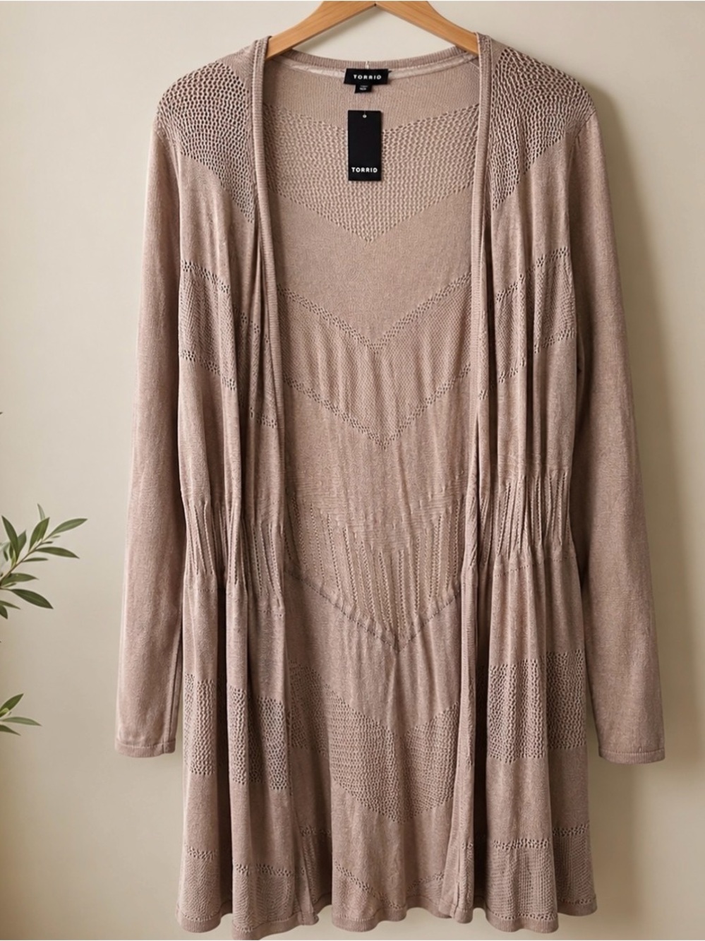 TORRID Tan Pointelle stitch Cardigan size 00